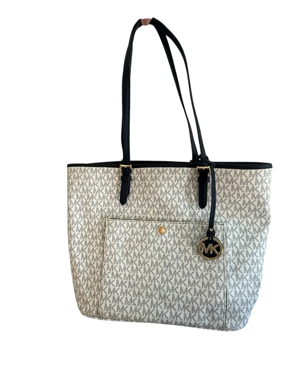 Michael Kors Women's Blue Michael Jet Set Medium Snap Pocket Tote